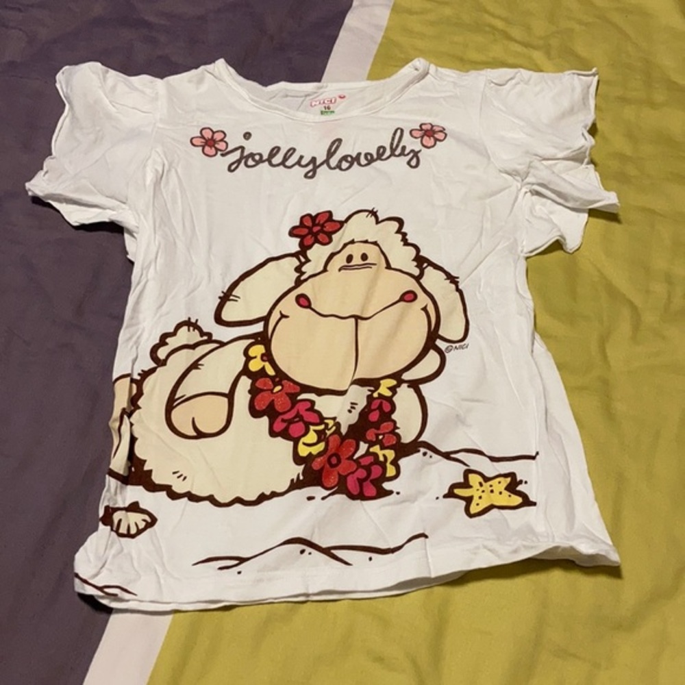 4/$20 Girls Shirt short sleeve tee cute flowers lamb polka dot womens xs